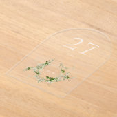 Elegante Groene Eucalyptus Krans Boog Tafelnummer Acryl Uitnodigingen (Laagn)