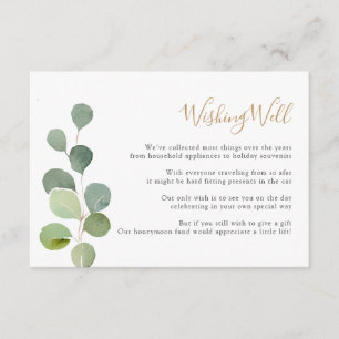 Elegante groene eucalyptuswensput informatiekaartje