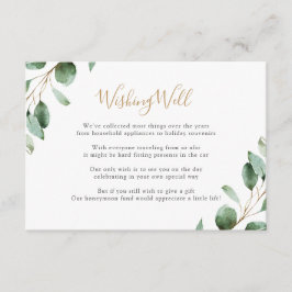 Elegante groene eucalyptuswensput informatiekaartje