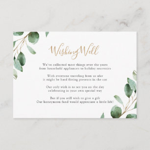 Elegante groene eucalyptuswensput informatiekaartje