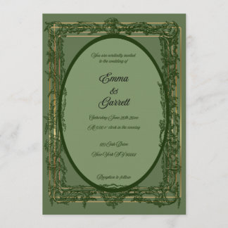 Elegante groene filigraan trouwuitnodiging kaart