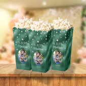 Elegante Groene Folie & Diamant Bruiloft Popcorn Bedankdoosjes