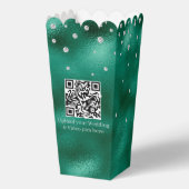Elegante Groene Folie & Diamant Bruiloft Popcorn Bedankdoosjes (Achterkant)