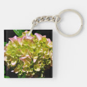 Elegante groene gele roze Hydrangea bloemen Sleutelhanger (Achterkant)