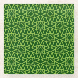 Elegante groene geometrische patronen glazen onderzetter