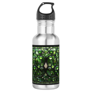 Elegante groene glas-in-lood look waterfles
