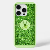 Elegante groene glitter monogram Case-Mate iPhone case (Achterkant)