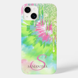 Elegante groene glitterslierten tie-dye Case-Mate iPhone 14 hoesje
