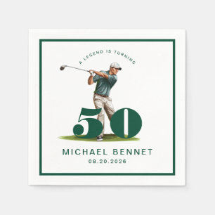 Elegante groene golf 50ste verjaardag servet