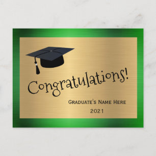 Elegante groene gouden baret Felicitaties afstuder Briefkaart