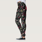Elegante groene gouden bladeren en rode Holly bess Leggings (Links)