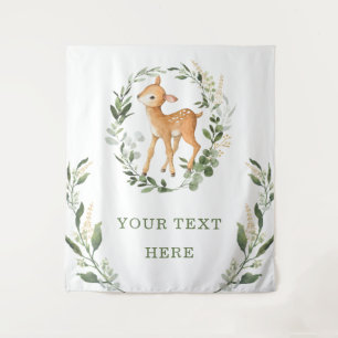 Elegante groene gouden bosgrond herten Baby Achter Wandkleed