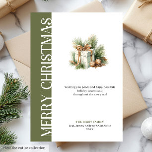 Elegante groene gouden kerstcadeau digitale kaart