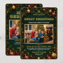 Elegante groene gouden kerstvakantie fotokaart