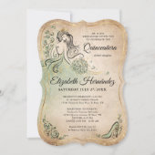 Elegante groene gouden prinses Quinceanera verjaar Kaart (Voorkant)