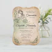 Elegante groene gouden prinses Quinceanera verjaar Kaart (Staand voorkant)