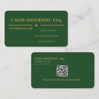 Elegante groene & gouden QR-code visitekaart Visitekaartje