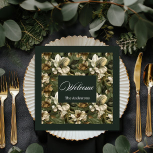 Elegante groene gouden servetten gepersonaliseerd