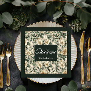Elegante groene gouden servetten gepersonaliseerde
