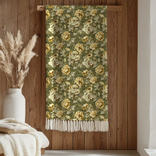 Elegante groene gouden worp botanische chic accent fleece deken