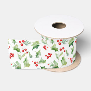 Elegante groene hulstblaadjes rode bessen lint