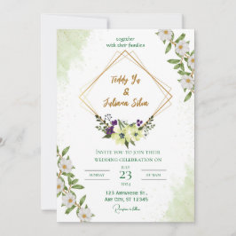 Elegante groene huwelijksuitnodiging: Natuur-geïns Kaart