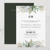 Elegante groene huwelijksuitnodigingen modern (Voorkant / Achterkant)