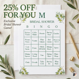 Elegante Groene Initialen Bruidsbeurting Bingo Kaa