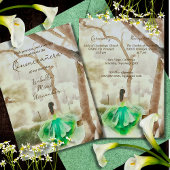 Elegante groene jurk Waterverf Garden Quinceañera Kaart