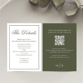 Elegante groene kalligrafie Details RSVP Informatiekaartje