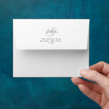 Elegante groene kalligrafie gespleten monogramadre