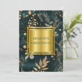 Elegante groene kerst botanische zaken feestdagenkaart (Staand voorkant)