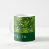 Elegante groene Kerst gepersonaliseerde mok (Voorkant links)