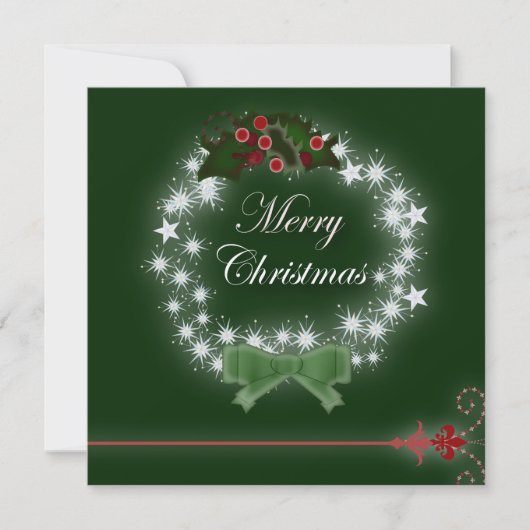 Elegante groene kerstdiner uitnodiging (Voorkant)