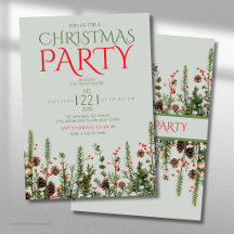 Elegante Groene Kerstfeest Uitnodiging
