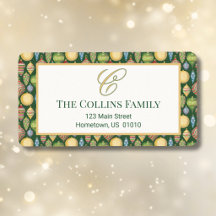 Elegante groene kerstgrens monogramadres