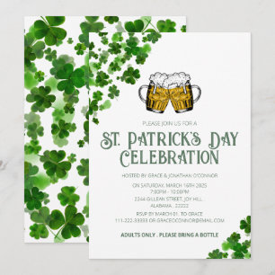 Elegante Groene Klaver St. Patrick's Dag Feest Kaart