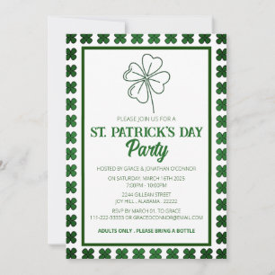 Elegante Groene Klaver St. Patrick's Dag Feest Kaart