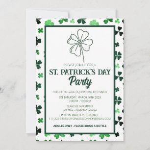 Elegante Groene Klaver St. Patrick's Dag Feest Kaart