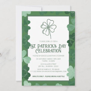 Elegante Groene Klaver St. Patrick's Dag Feest Kaart