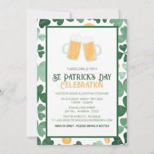 Elegante Groene Klaver St. Patrick's Dag Feest Kaart