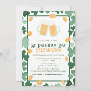 Elegante Groene Klaver St. Patrick's Dag Feest Kaart