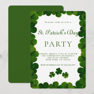 Elegante groene klaverlijst St.Patrick-feest Kaart