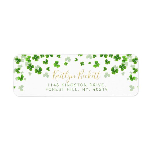 Elegante groene klavertjes Irish St. Patrick's Day Etiket (Voorkant)