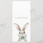 Elegante groene konijn Waterverf Egg Hunt Menu (Achterkant)