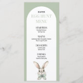 Elegante groene konijn Waterverf Egg Hunt Menu (Voorkant)