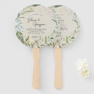 Elegante groene krans   Huwelijksprogramma handven Handwaaier