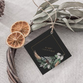 Elegante groene krans op zwarte vrolijke kerst bedankjes labels