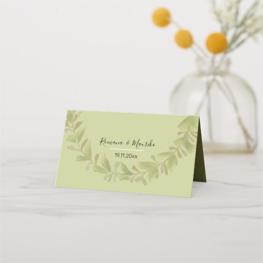 Elegante groene krans Waterverf gepersonaliseerd (Voorkant)