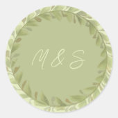 Elegante groene krans Waterverf gepersonaliseerd Ronde Sticker (Voorkant)